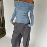 OLIVE off shoulder bluse, lyseblå