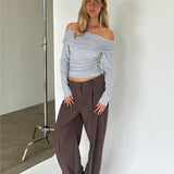OLIVE off shoulder bluse, grå