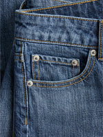 Detaljebillede af blå PALERMO bukser. Fra BySofieSønderby