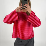 PENNY stribet long sleeve, rød/pink
