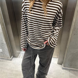 PENNY stribet long sleeve, hvid/brun