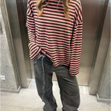 PENNY stribet long sleeve, lyserød/brun