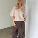POPPY kortærmet strik, beige
