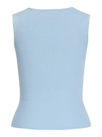 Produktbillede af blå POSIE top. Set bagfra. Fra BySofieSønderby