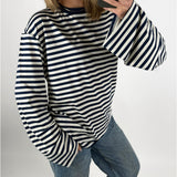BIANCA oversized stribet long sleeve, navy/hvid