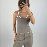 IRENE top, brun/hvid