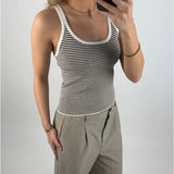 IRENE top, brun/hvid