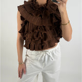 RHINA flæse top, brun