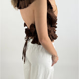 RHINA flæse top, brun