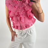 RHINA flæse top, lyserød