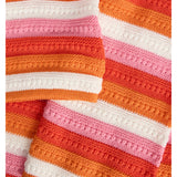 Detaljebillede af orange/pink RORY kjole. Fra BySofieSønderby