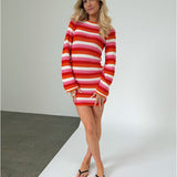 RORY strik kjole, orange/pink