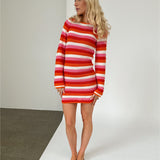 RORY strik kjole, orange/pink