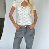 SABRINA top, prikket hvid/sort