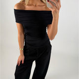 SAGA off shoulder top, sort