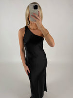 SATEEN kjole sort