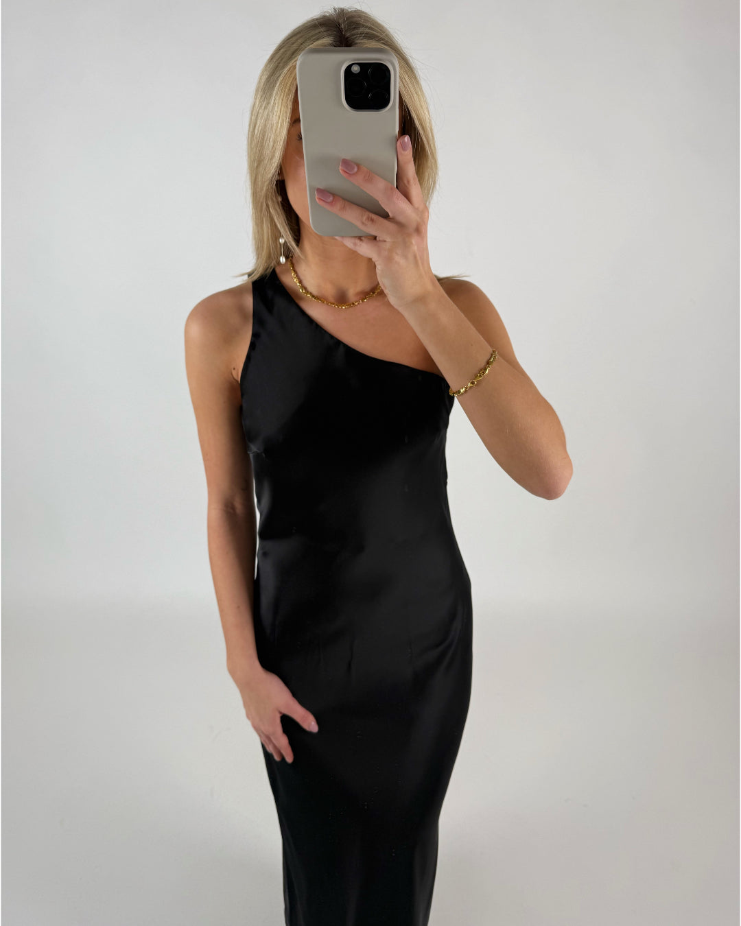 SATEEN kjole sort