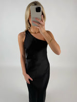 SATEEN kjole sort