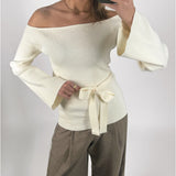 SAVANNA off shoulder strik, creme