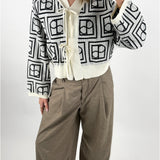 SHONDA cardigan, hvid/sort