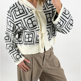 SHONDA cardigan, hvid/sort