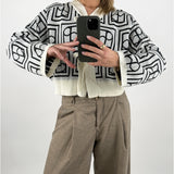 SHONDA cardigan, hvid/sort