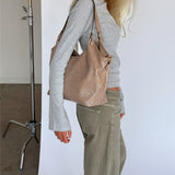 FIFI langærmet boatneck bluse, grå