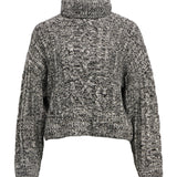 Produktfoto af sort SIMIK striktrøje. Set forfra. Fra BySofieSønderby