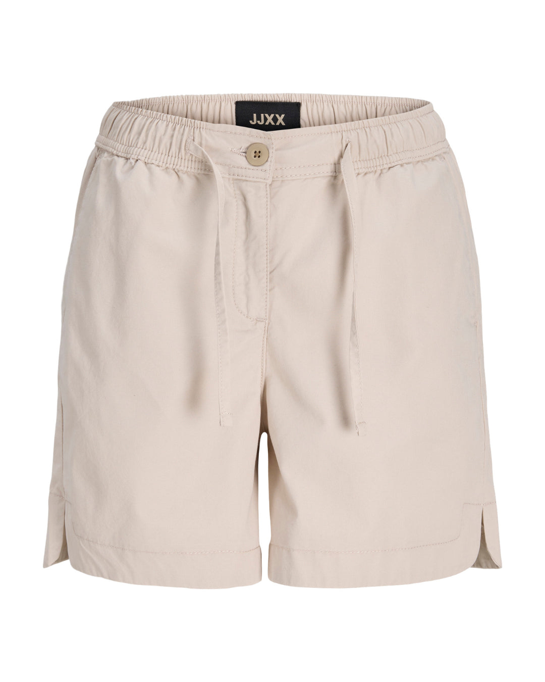 Produktbillede af beige farvede SKY shorts. Set forfra. Fra BySofieSønderby