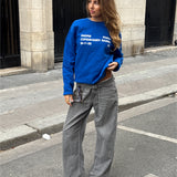 SNDRB ATELIER sweatshirt, kongeblå/hvid