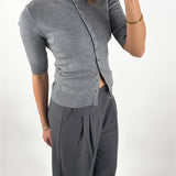 SPINA kortærmet cardigan, grå