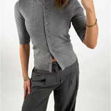 SPINA kortærmet cardigan, grå