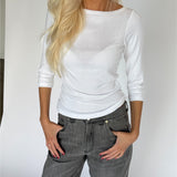 STAR boatneck bluse 3/4 ærme, hvid
