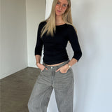 STAR boatneck bluse 3/4 ærme, sort