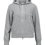 Produktbillede af grå THESS strik ziphoodie. Set forfra. Fra BySofieSønderby.