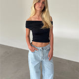 THORA one shoulder top, sort