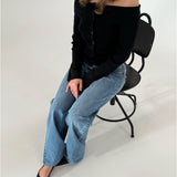 VICTORIA off shoulder bluse sort