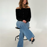 VICTORIA off shoulder bluse sort