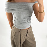 VIVIENNE off shoulder top, grå