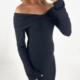 XANDRA off shoulder kjole, sort