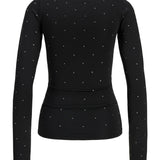 Produktbillede af sort ZANA bluse med glimmerdetalje. Set bagfra. Fra BySofieSønderby.