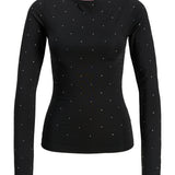 Produktbillede af sort ZANA bluse med glimmerdetalje. Set forfra. Fra BySofieSønderby.