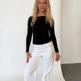 ZANA boatneck bluse, sort