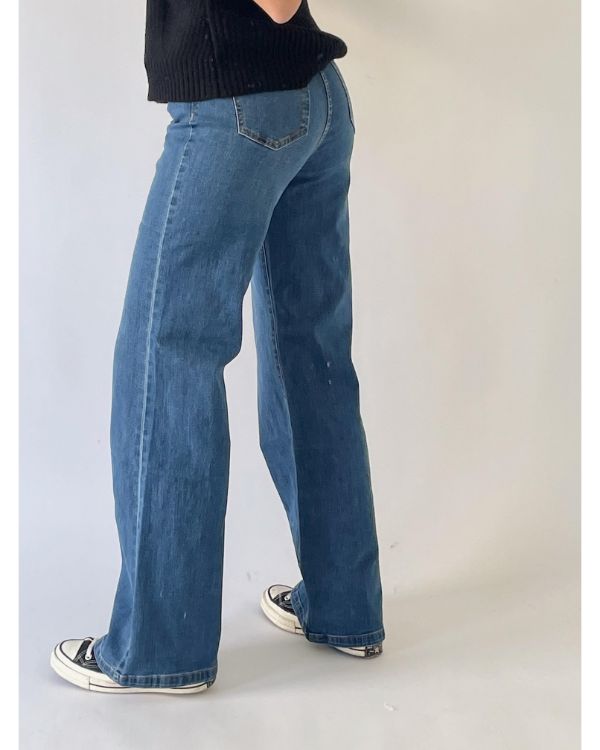 CARO wide leg jeans, mørkeblå