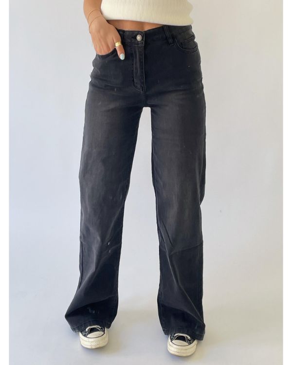 CARO wide leg jeans, vasket sort