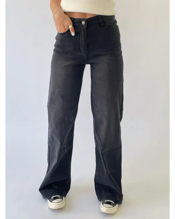 CARO wide leg jeans, vasket sort BySofieSønderby