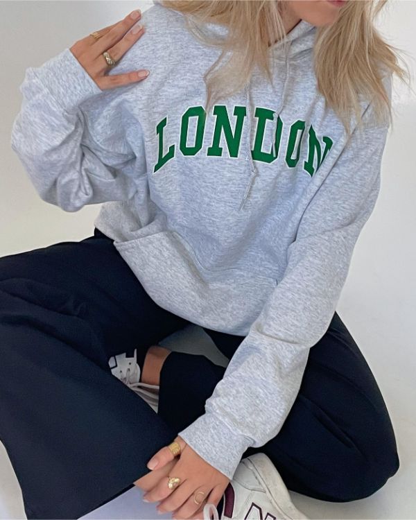 LONDON hættetrøje, grå/grøn