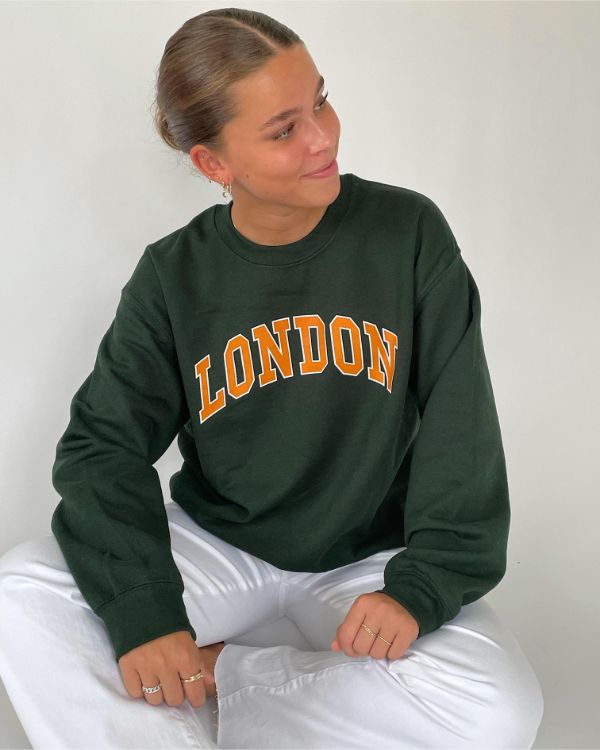 LONDON sweatshirt, grøn/orange