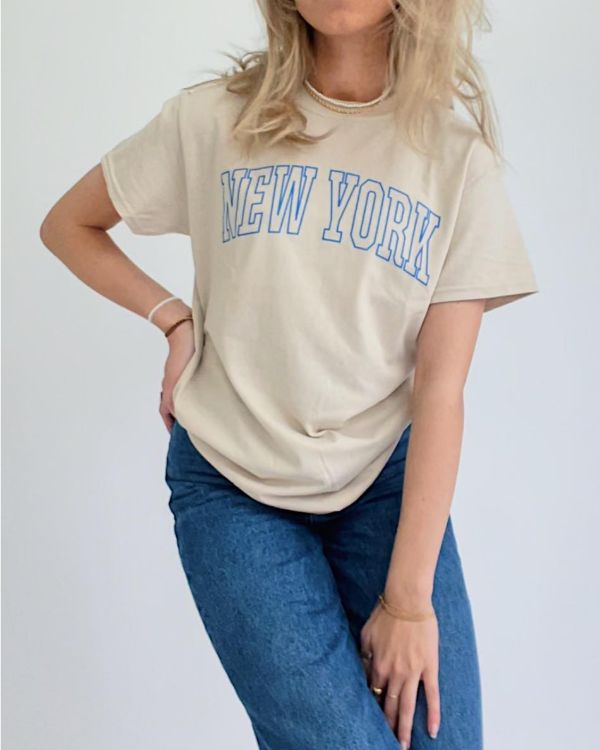NEW YORK t-shirt, beige/blå