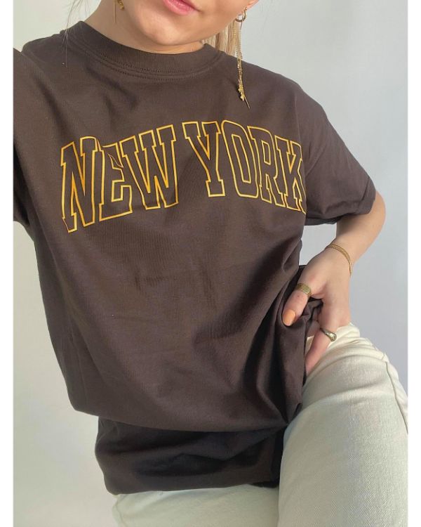 NEW YORK t-shirt, brun/orange